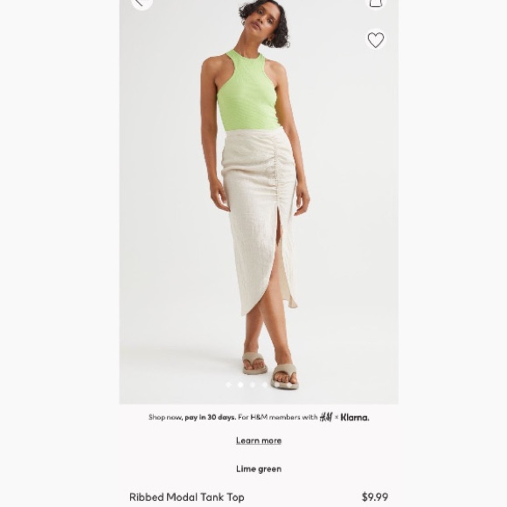 H&M lime green ribbed modal tank top - Picture 5 of 6